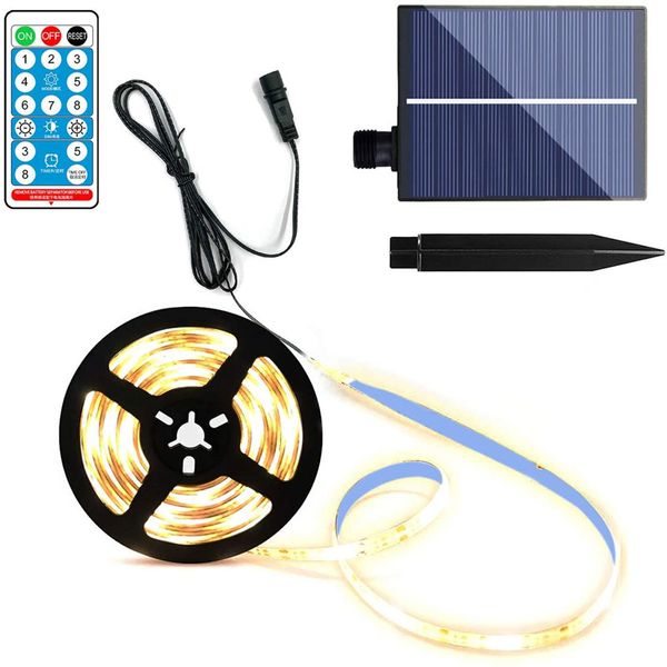 Solar Powered 3/5 M Luz de tira ao ar livre RGB 2835 fita fita fita fita impermeável LED tira backlight jardim decoração