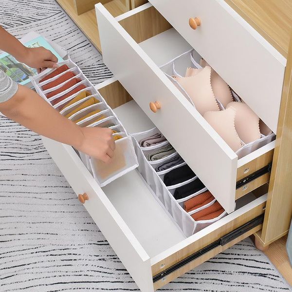 

storage drawers dormitory closet organizer for socks home separated underwear box 6/7/11 grids bra folding drawer