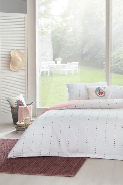 

bedding sets nora ranforce double duvet cover set - pink ytsgrpist-12401031