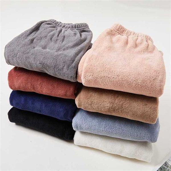 

winter women pants loose plus size casual pajamas add velvet warm coral fleece woman clothing leggings 211218, Black