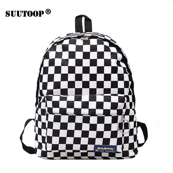 

plaid nylon female travel daypack lapbackpack book schoolbags feminina school casual rucksack women bag 2021 rugzak