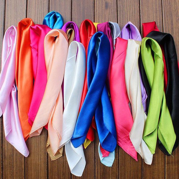 

scarves silk bandana solid 1pc neckerchief fashion women lady head neck wrap feeling satin 60cm x soft scarf, Blue;gray