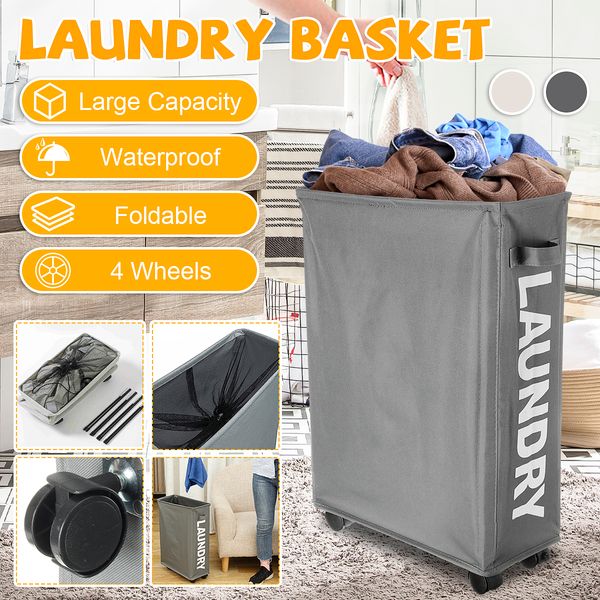 

fodabe dirty aundry basket with caster whees portabe cothes organizer storage basket high capacity aundry bags hamper