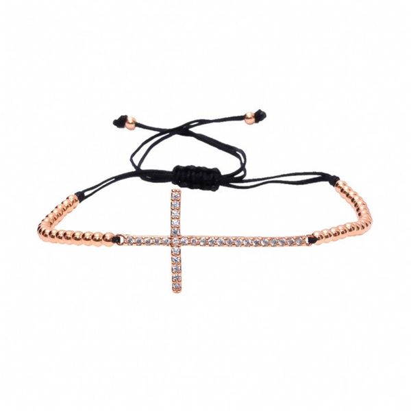 

charm bracelets brand fashion cross men's macrame micro pave cz beads trendy anil arjandas braiding rd-03, Golden;silver