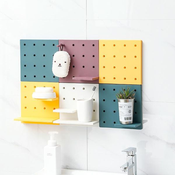 

hooks & rails punch-household hole board wall rack kitchen bathroom shelf hanging storag organizer finishing closet