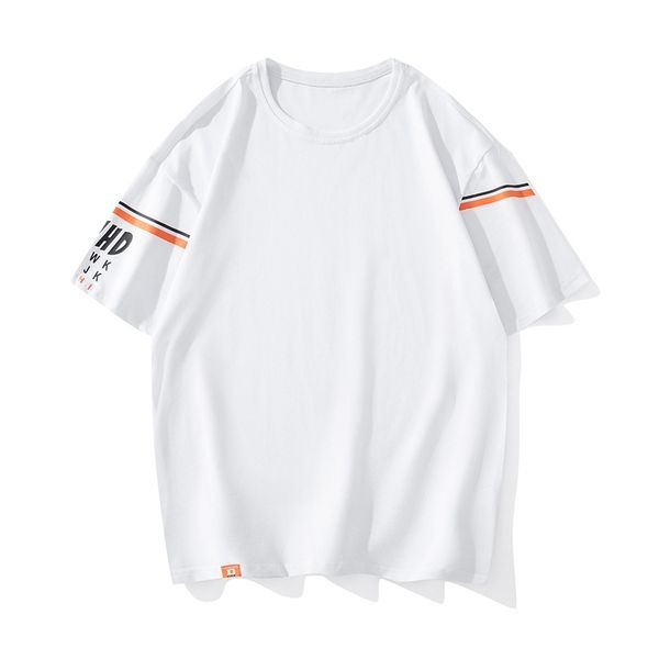 

2021urban wear - 2021 summer new fashion stripes english letters printed round neck loose men's short sleeves2022, White;black