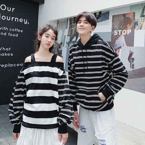

fall striped hoodies for couples clothes clothing women's & sweatshirts, Black