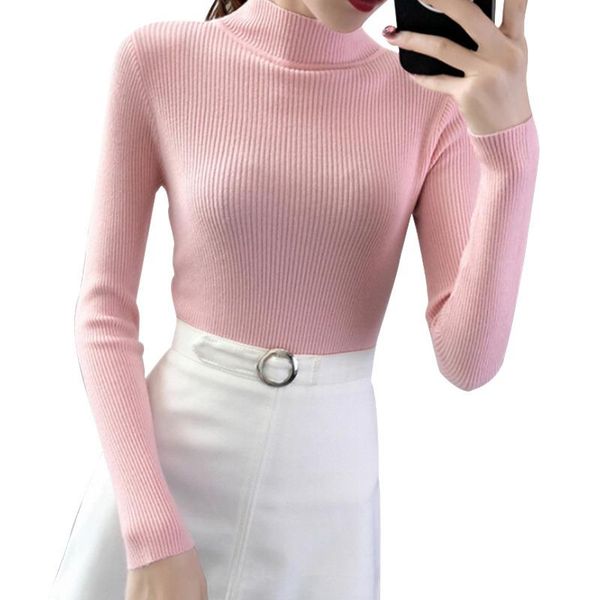 

women's sweaters autumn winter sweater women long sleeve pullover basic turtleneck 2021 korean style knit femme, White;black