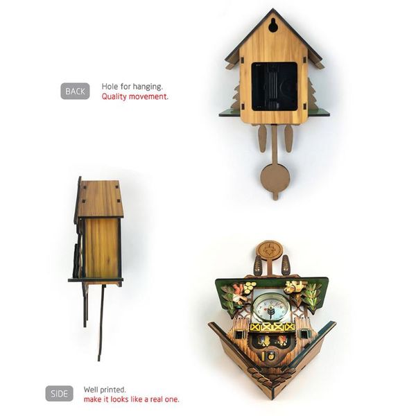 

wall clocks wooden cuckoo clock bird time bell swing alarm watch home art decor