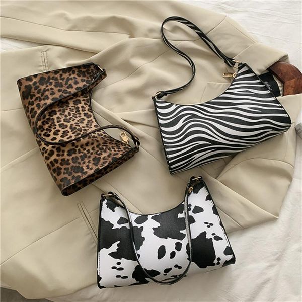 

evening bags fashion zebra print women handbag luxury pu leather underarm shoulder daily design baguette totes female purse pouch