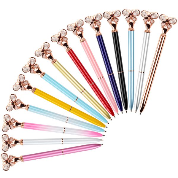 

diamond butterfly ballpoint pen bullet type 1.0 fashion pens office stationery creative advertising 12 colors, Blue;orange