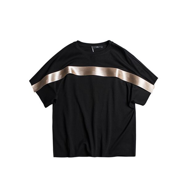 

iefb / men's wear summer loose color block patchwork t-shirt for male fashion half sleeve te loose causal 9y2259 210524, White;black