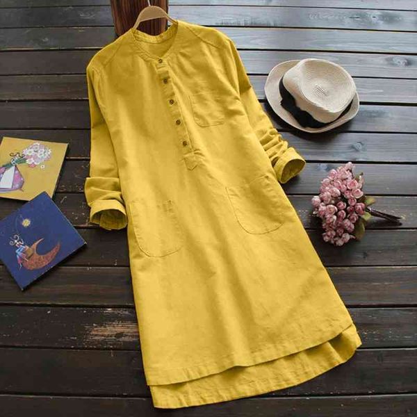 

elegant dress female summer dress women retro long sleeve casual loose button blouse mini shirt vestidos 40, Black;gray