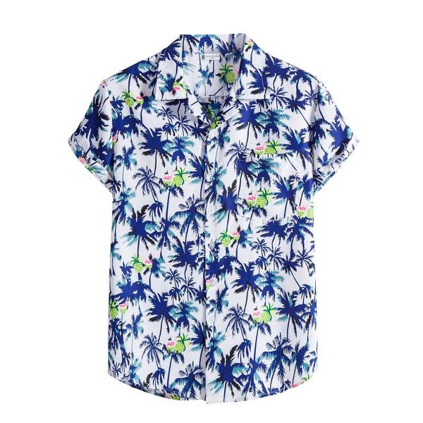 

fashion mens short sleeve hawaiian shirt plus size summer casual floral beach shirts for men camisa masculina men's, White;black