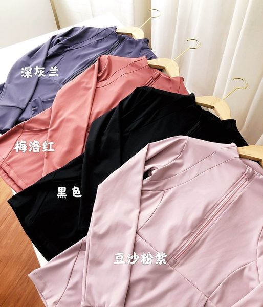 

tracksuits luxury women's yoga wearautumn and winter 2021 lulu high end fabric half zipper yoga four color sportswear et women's w, Gray