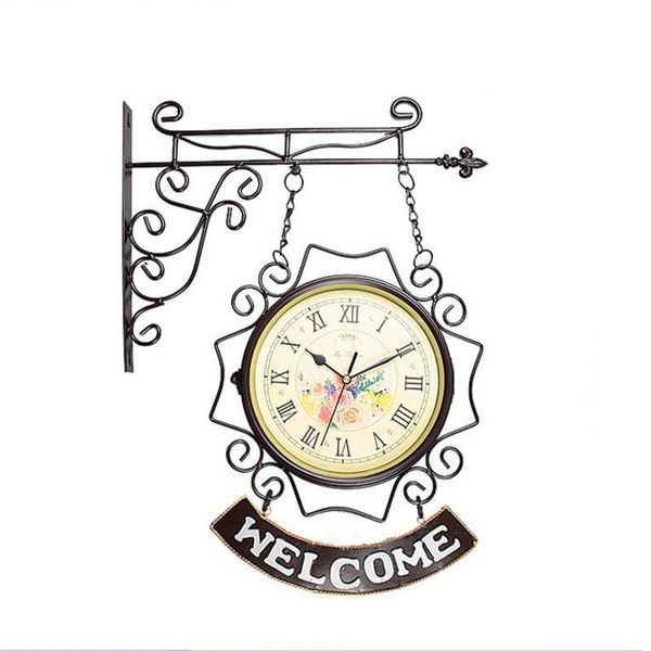 

wall clocks arrival quartz two-sided clock iron art home room decor fashion watches