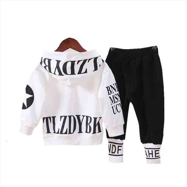 

spring autumn baby boys girls cotton clothes children letter hooded pants 2pcs sets infant kid fashion toddler casual tracksuits, White