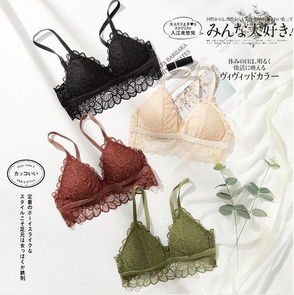 

bra women's 100% real silk lining with outside full lace fabric everyday comfortable wireless bra bralette tg132, Red;black