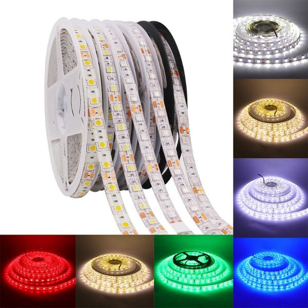 

strips led strip rgb dc12v flexible rope ribbon tape light lamp 5m warm/cold white pink yellow blue red green