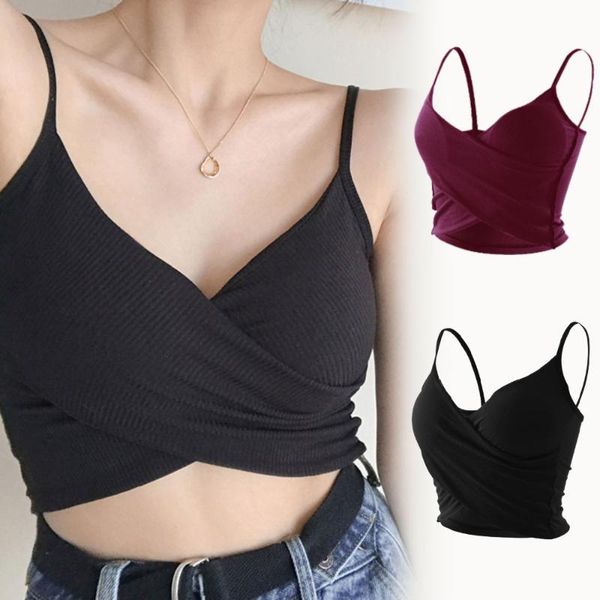 

bras women bra crop no wire brassiere seamless workout underwear padded bralette cross strap push up tube top, Red;black