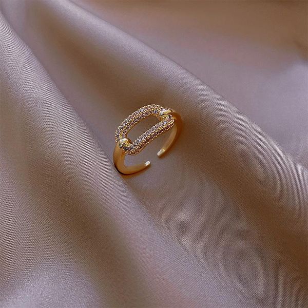 

cluster rings 2021 arrival trendy crystal geometric for women students elegant gold color metal jewelry party pendiente, Golden;silver