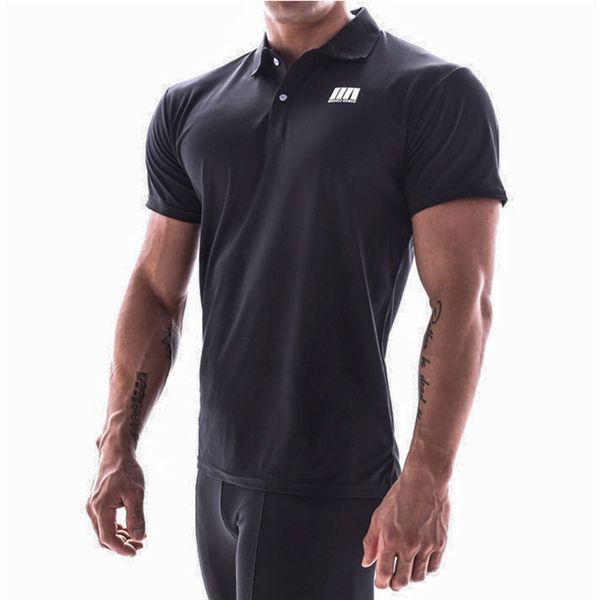 

fashion polo shirt muscle age 2021 summer sports fitness running training men's, White;black