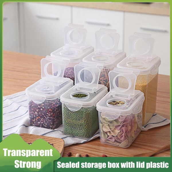 

storage bottles & jars 1/1.8l transparent grains fresh-keeping can moisture-proofsealed tank with lid cereal snack dried fruit box