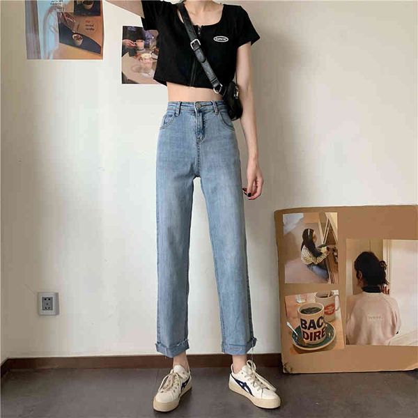 

jeans ytx239 female waist and tall nine stitches thin denim pants all games, Blue