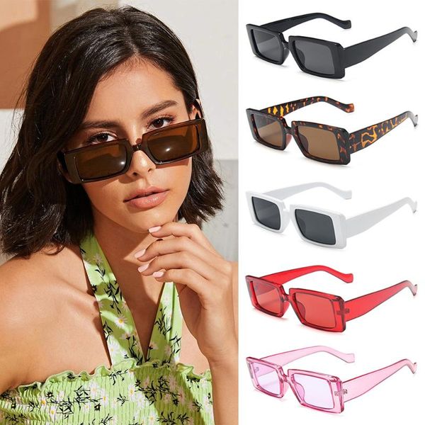 

sunglasses fashion candy color small rectangle vintage wide frame women sunglass summer female uv400 lens trendy eyewear, White;black