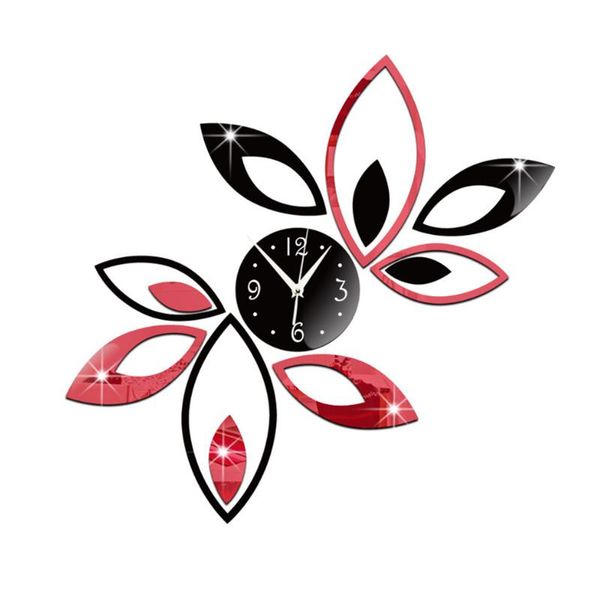 

wall clocks european acrylic diy crystal watch quartz home decor living room lotus mirror mute clock