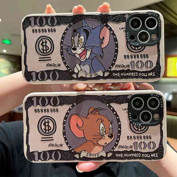 

banknote cat and mouse suitable for iphone 12 apple 11 silicone cover 12promax soft case x / xs