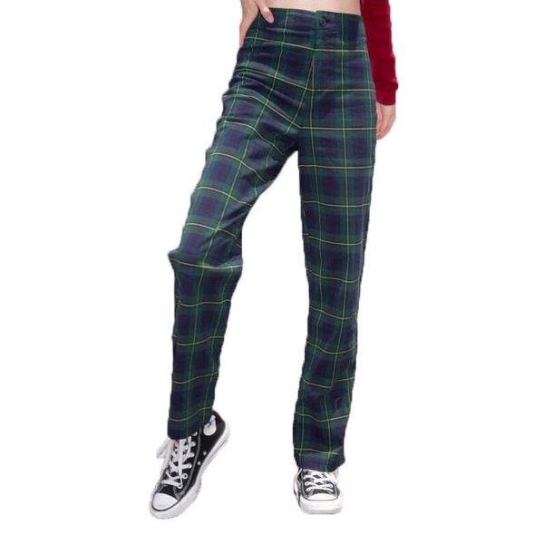 

women's pants & capris summer casual plaid, Black;white