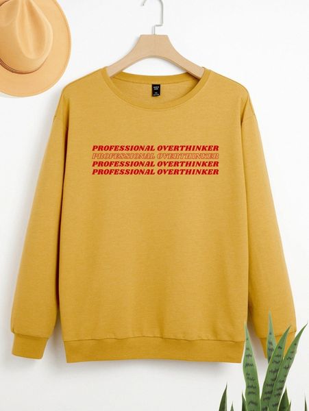 

plus slogan graphic sweatshirt l7y7#, Black