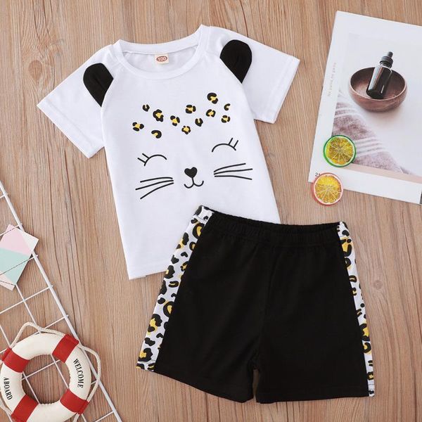 

clothing sets 2021's white cartoon leopard print children's suit