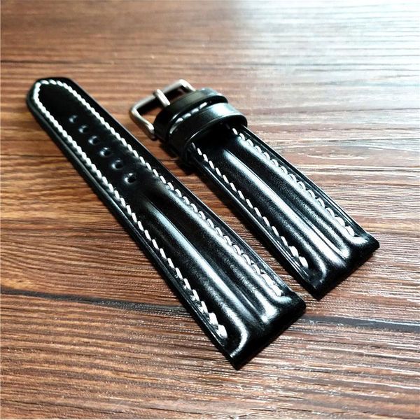 

watch bands 2021 custom jubilee cordovan strap double drum watchbands handmade band 20mm 21mm 22mm 23mm 24mm genuine leather belt, Black;brown