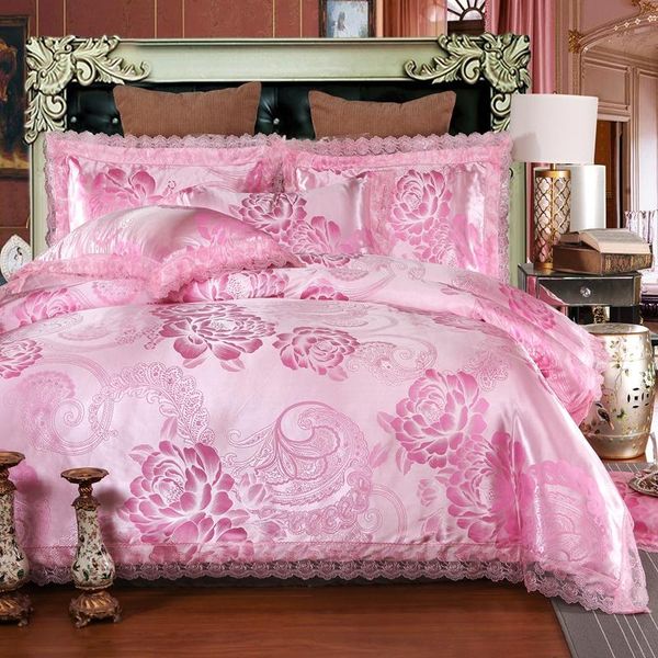 

bedding sets 4pcs european satin jacquard luxury sets/bedclothes king  size duvet cover bed pillowcases linens set sheet