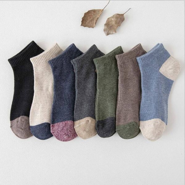 

spring and summer new color matching sports men's socks lnw099 nice cotton sweat-absorbent retro sock sockings, Black