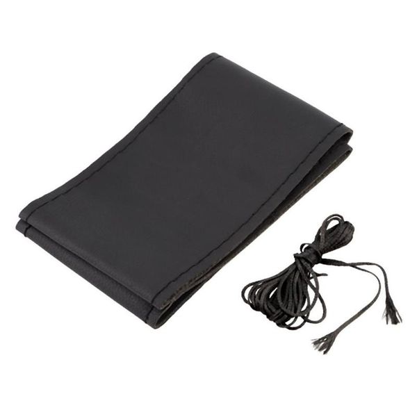 

steering wheel covers 1pcs universal diy super fiber leather car cover case with needle and thread black