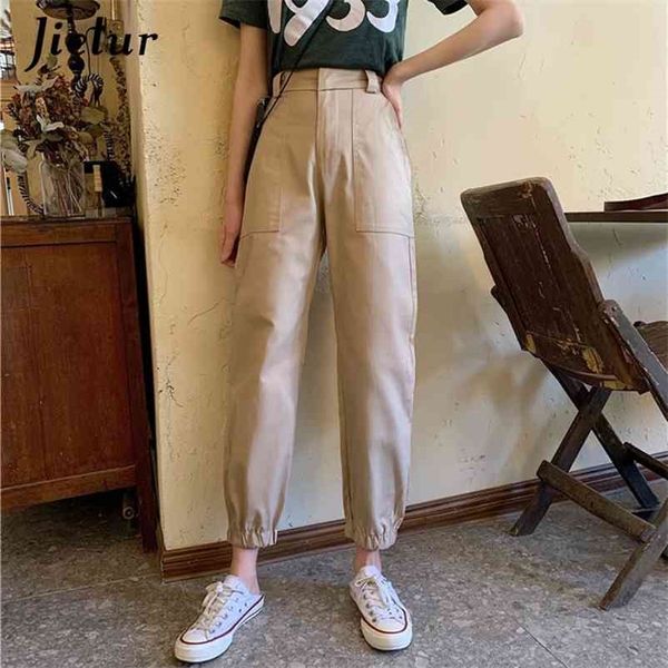 

solid color pants autumn loose trousers women summer chic slim pantalon high waist femme elastic roupas 210426, Black;white