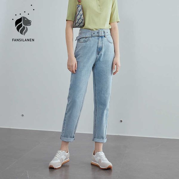 

fansilanen casual blue straight jeans women vintage high waist denim pants spring streetwear elegant female bottom 210607