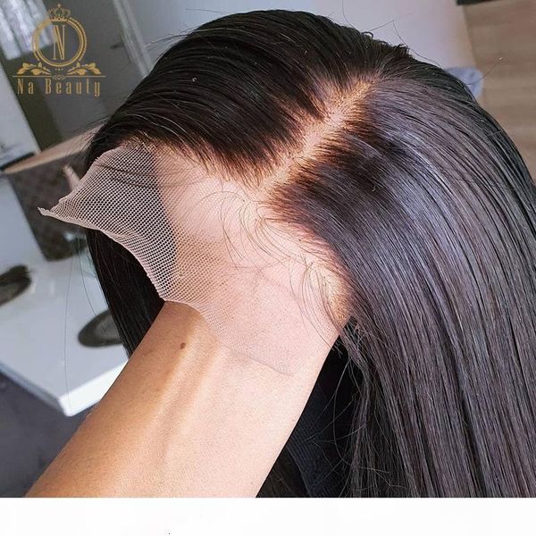 

nabeauty straight 5x5 transparent wigs for black women hd lace closure human wig preplucked virgin hair, Black;brown