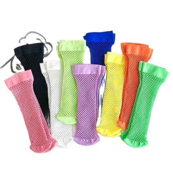 

socks kids mesh soft nylon elastic fishnet baby solid color children knee high for girls boys summer long, Pink;yellow