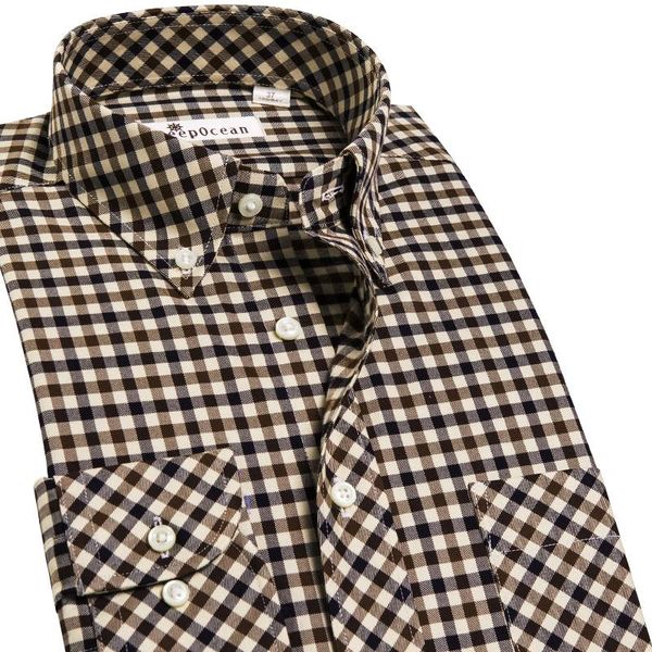 

shirt men's long-sleeved plaid fashion business casual cotton flannel shirts, White;black