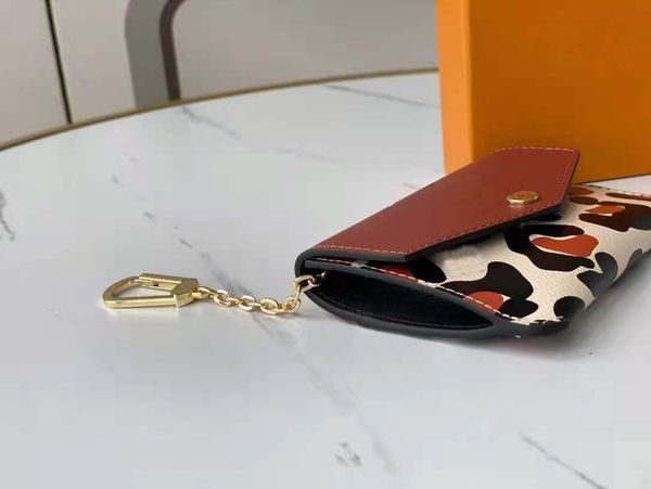 

new fashion design cartoon leopard print wallet cowhide leather coin bag designer women's messenger purse card holders wallets, Red;black