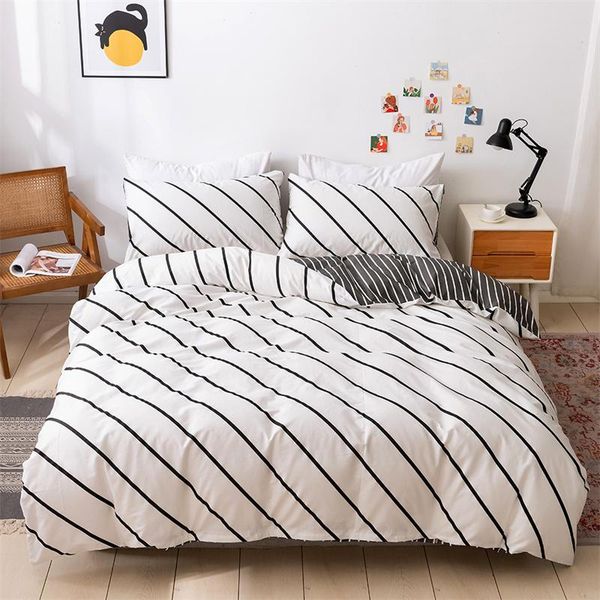 

bedding sets simple stripes 100% cotton duvet cover set twin soft skin-friendly pure natural fabric  quilt covers pillowcase