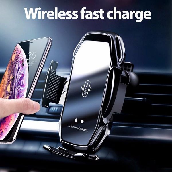 

cell phone mounts & holders automatic clamp 10w qi car wireless charger infrared induction a5 holder for 11 fast charge