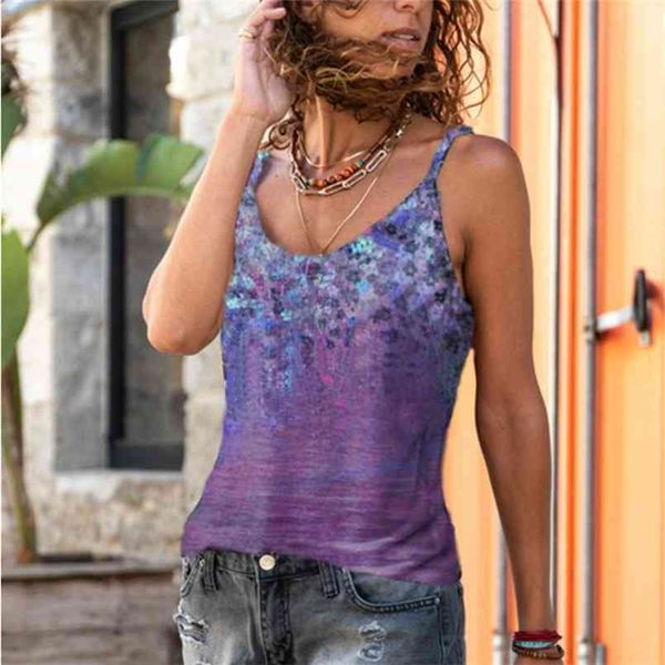 

summer floral print loose tank women sling v neck sleeveless streetwear camisole plus size fashion vest ladies 210522, White