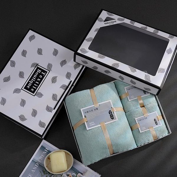 

towel coral fleece bath face towels set gift box super soft absorbent washcloth hair drying for family bathroom 3pcs sets