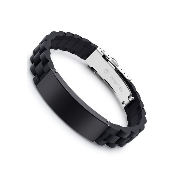

men's stainless steel silicone smooth face bracelet, diy lettering jewelry men's bracelet, Golden;silver