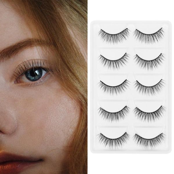 

false eyelashes 5 pairs mink hair natural cross messy makeup fake eye lashes